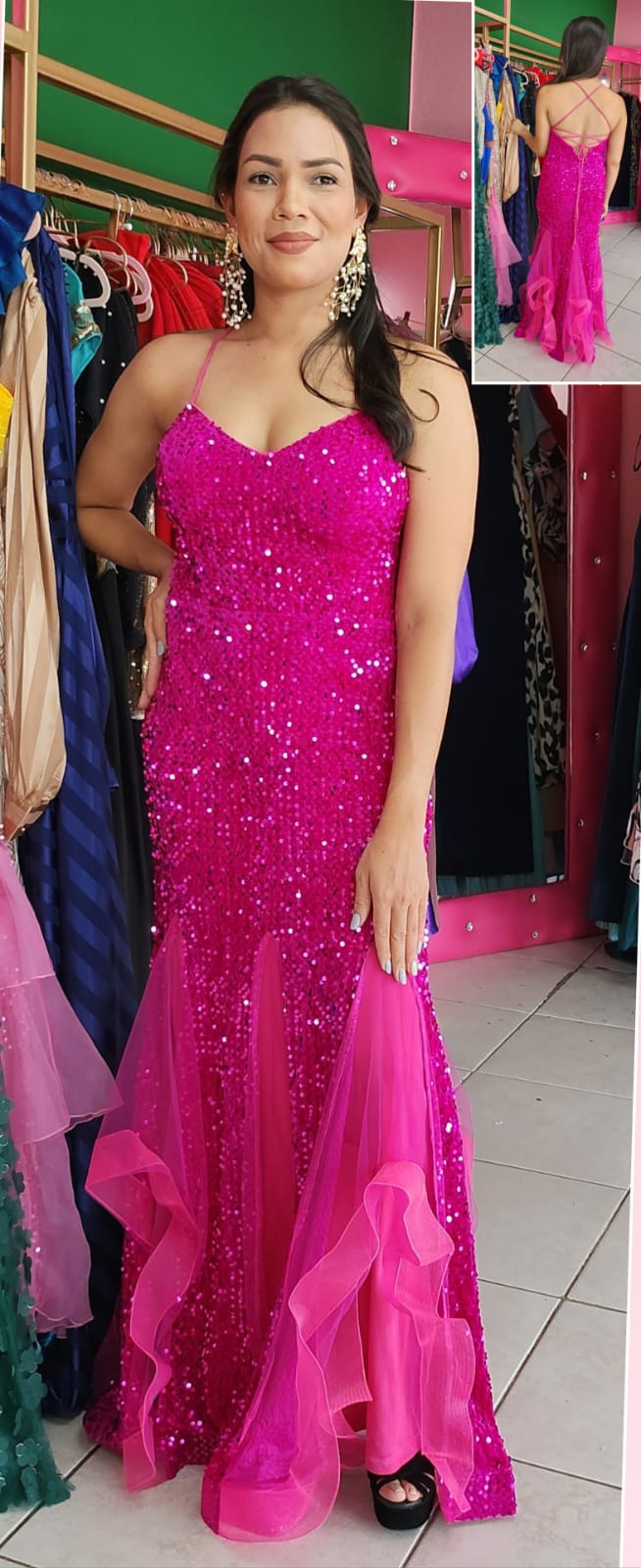 Vestido maxi tono fucsia